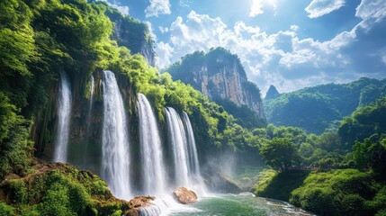 waterfall in the mountains