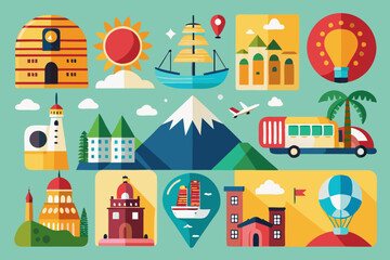 vector illustration of travel icon set