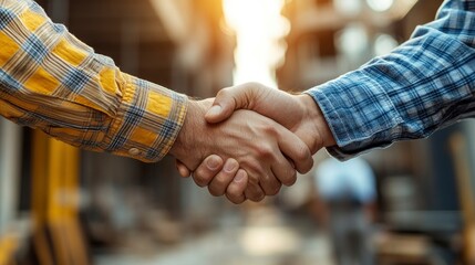 Construction Workers Handshake Agreement
