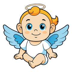Fototapeta premium Hand drawn cute baby cartoon angel illustration