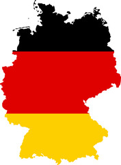 country map with flag, Map of Germany with flag colors black, red and yellow