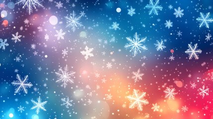Abstract vector winter wallpaper. Snowflakes, circles and glowing elements