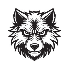 Fototapeta premium Wolf face Logo Clipart - grey wolf head Outline design - Gray wolf vector illustration in black and white 