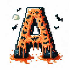 Fototapeta premium Alphabet letter A halloween themed in pixel art style