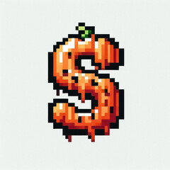 Alphabet letter S halloween themed in pixel art style