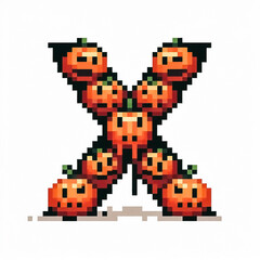Alphabet letter X halloween themed in pixel art style