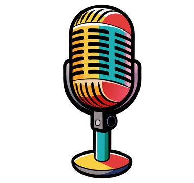recommend clip art: Retro vintage microphone with a detailed metallic texture and vibrant color vector. Classic and modern microphone icon.