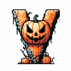Alphabet letter V halloween themed in pixel art style