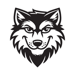 Obraz premium Wolf face Logo Clipart - grey wolf head Outline design - Gray wolf vector illustration in black and white 