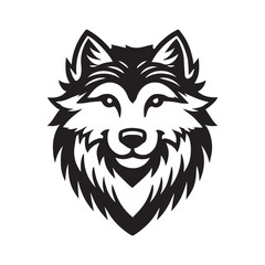 Fototapeta premium Wolf face Logo Clipart - grey wolf head Outline design - Gray wolf vector illustration in black and white 