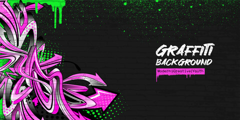 Abstract colorful graffiti art background. Decorative vector arrows in graffiti styles