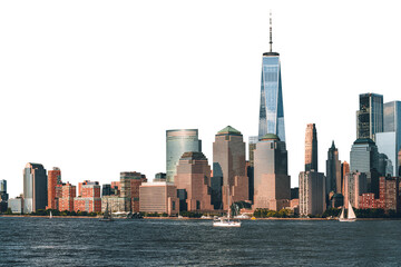 The image showcases the Manhattan skyline with modern skyscrapers and a waterfront view. The...