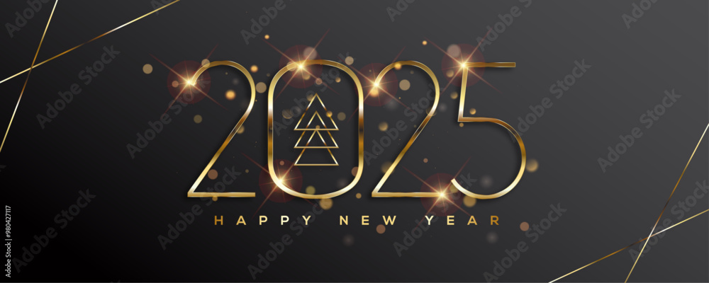 Wall mural Happy New Year 2025 Greeting Card