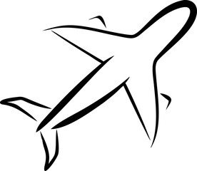 Obraz premium A black and white drawing of an airplane