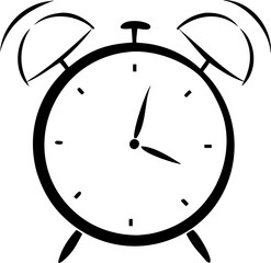 A black and white clock with the hands at the numbers 3 and 9