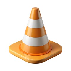 Safety traffic cone 3D render icon isolated on white background