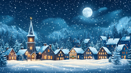 Fototapeta premium Christmas and New Year winter night