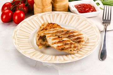 Grilled pork steak with sauce