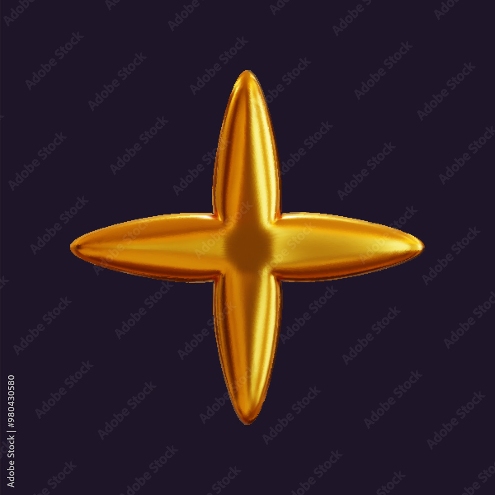 Canvas Prints 3d holographic star with a reflective sheen. golden metallic design element with a retro futuristic 