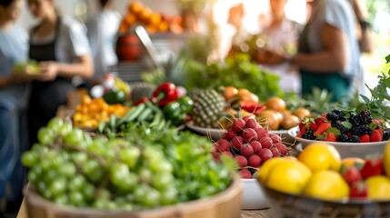 Vibrant Community Wellness Fair with Holistic Health Booths and Healthy Food Offerings