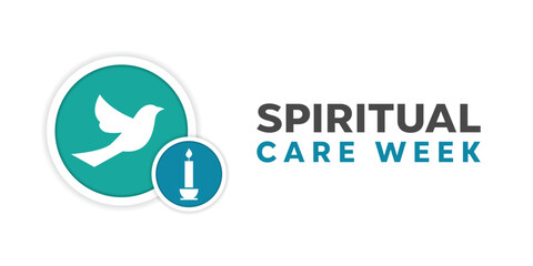 Spiritual Care Week. Bird and candle. Great for cards, banners, posters, social media and more. White background.