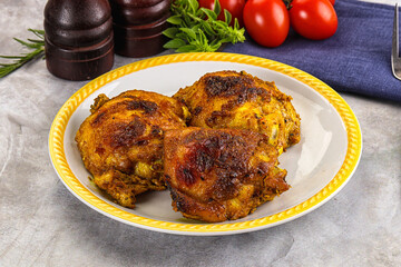 Roasted chicken thighs  with spices