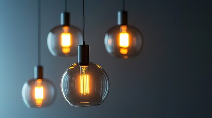 Four Hanging Light Bulbs with Warm Glow