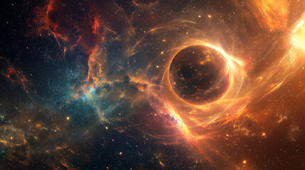 Obraz premium Stunning Cosmic Black Hole Surrounded by Glowing Nebula