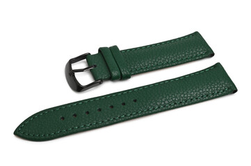 Leather watch strap on white background