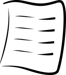 A white paper with a black outline of a sheet of paper