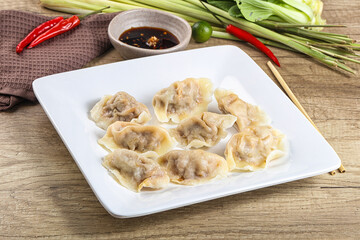 Asian steamed dumplings with meat
