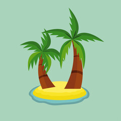  Icon. two palm trees on the shore