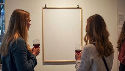 Two Women Enjoying Wine and an Empty Frame.