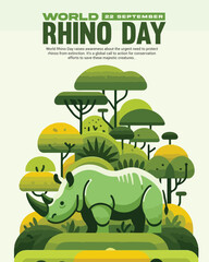 World Rhino Day social media post banner template for wildlife nature 