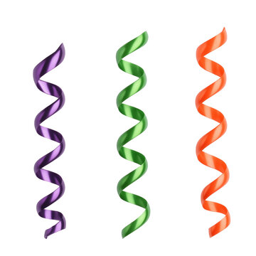 Colorful Spiral Ribbon Decoration isolated on white or transparent background, png clipart, design element. Easy to place object on any other background.