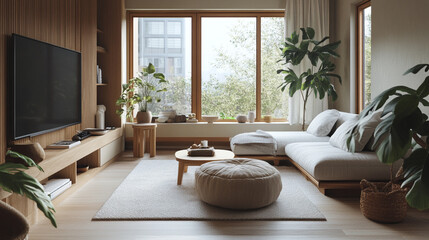Obraz premium modern living room living room with a view.