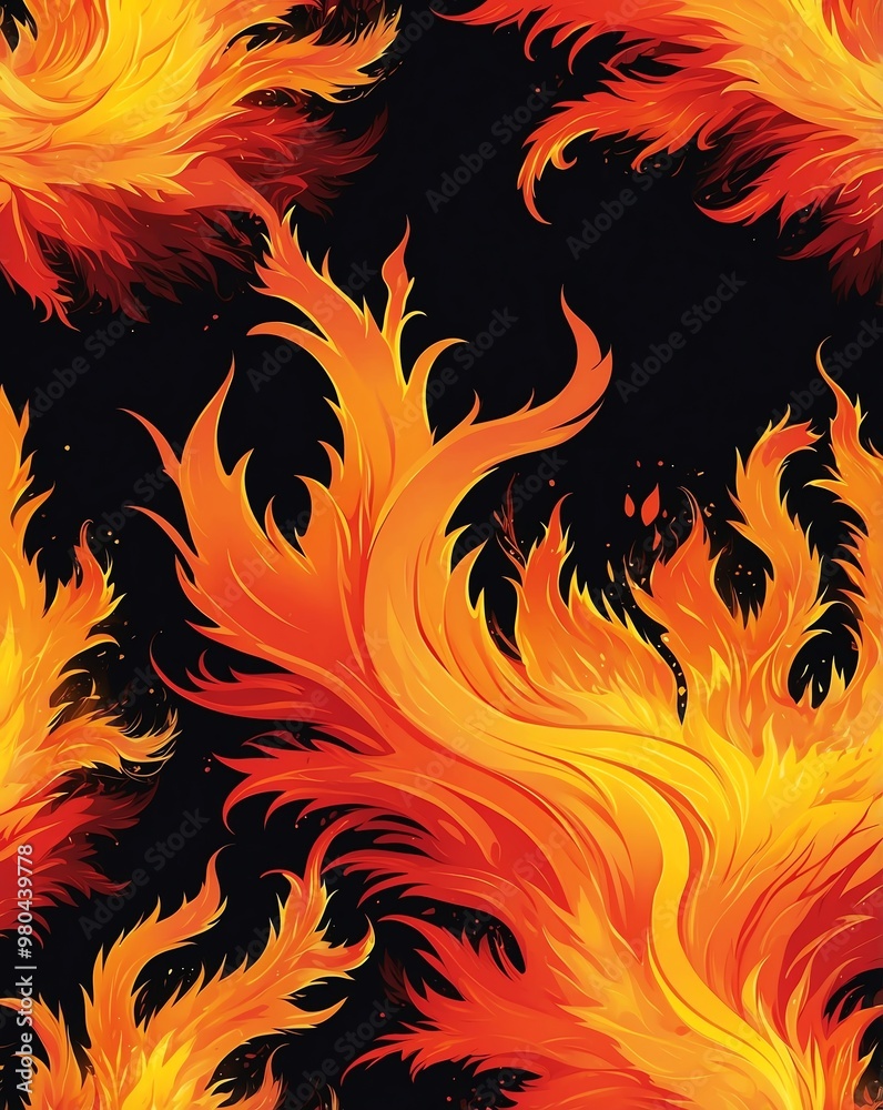 Canvas Prints fiery blaze fire with red to yellow gradient