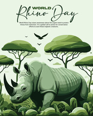 World Rhino Day social media post banner template for wildlife nature 