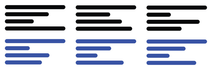 Text align icon vector set. Paragraph alignment symbol. Align icon vector illustration on white background.