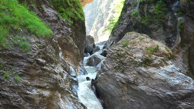 look upwards waterfall Liechtenstein Gorge liechtensteinklamm st. johann Austria