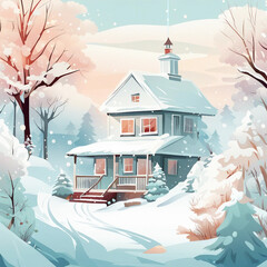 beautiful winter illustration background