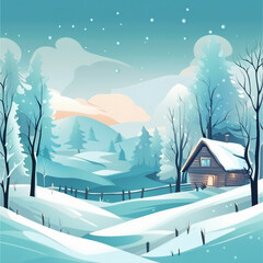 Fototapeta premium beautiful winter illustration background