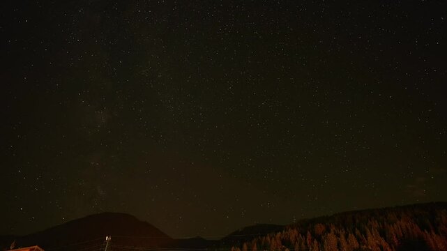 timelapse nightsky milkyway alps mountains forest austria
