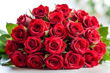 Naklejka premium Close-up of a vibrant bouquet of red roses.