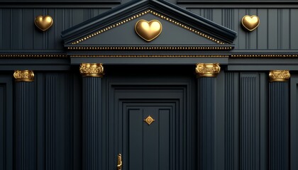 Black and Gold Doorway with Heart Decorations