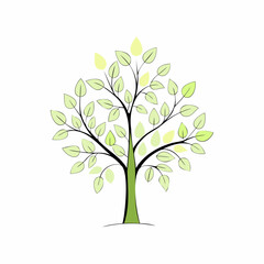 A simple and elegant tree vector illustration with green leaves, representing nature . Growth. Suitable eco friendly designs, environmental awareness materials, botanical themes...