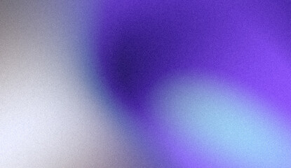 Abstract purple blue gray color spots grainy gradient glowing backdrop design, noise texture banner, poster header design.