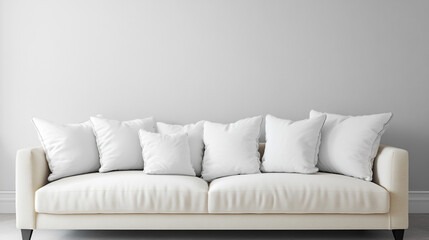 white sofa in a room, Scandinavian style living room with sofa and tea table. Minimalist living room design.