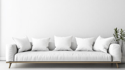 Obraz premium modern living room interior with sofa on empty white wall, 