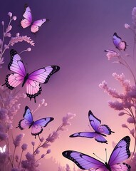 Image of Glowing butterflies with gradient of light lavender to pink printed on Printed Glass Splashbacks
